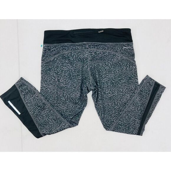 Nike Dri-Fit Gray Leopard Athletic Crop Running Leggings Womens Size Large L 729 - Picture 2 of 11